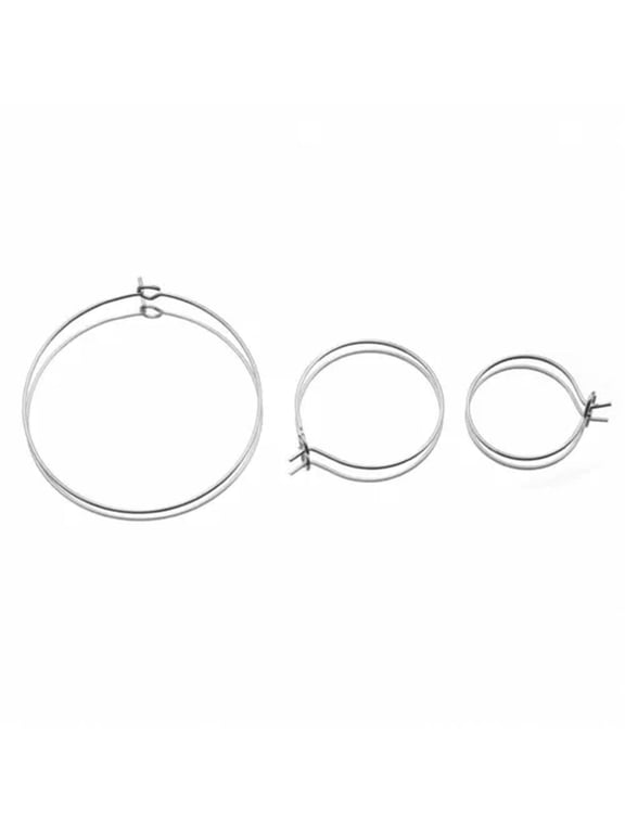 20Pcs Stainless Steel Circle Hoops Ear Wire Earrings Jewelry Making Gold Plated-25mm-Steel Color
