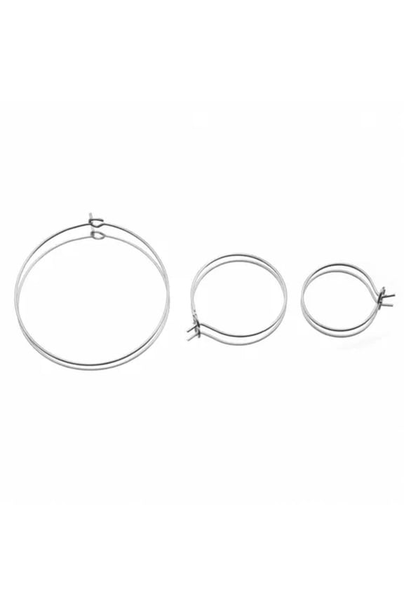 20Pcs Stainless Steel Circle Hoops Ear Wire Earrings Jewelry Making Gold Plated-25mm-Steel Color