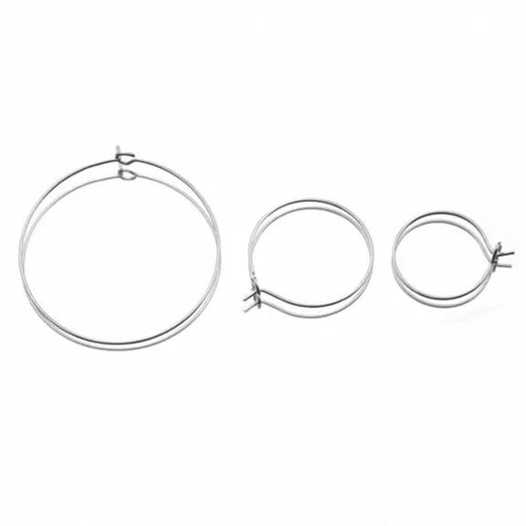 MATROOY 20Pcs Stainless Steel Circle Hoops Ear Wire Earrings Jewelry Making Gold Plated-30mm-Steel Color