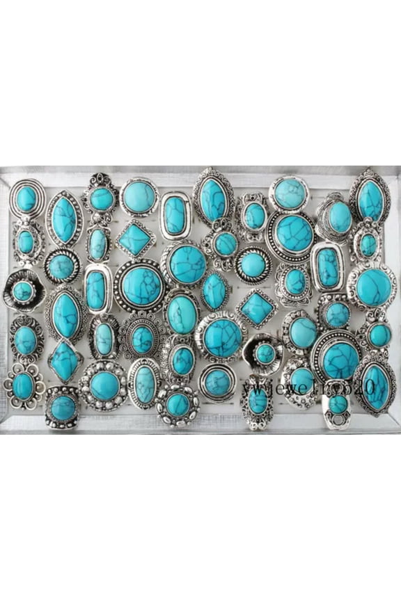 20Pcs Wholesale Mixed Lots Vintage Gemstone Turquoise Rings Jewelry New FREE