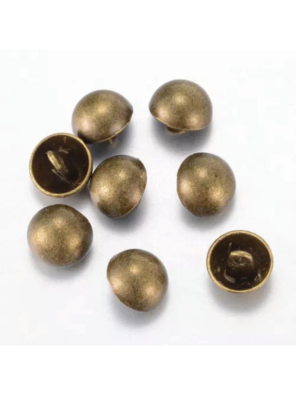20X Alloy Shank Buttons 1-Hole Half Round Platinum Sport Woolen Coats Buttons-Antique Bronze