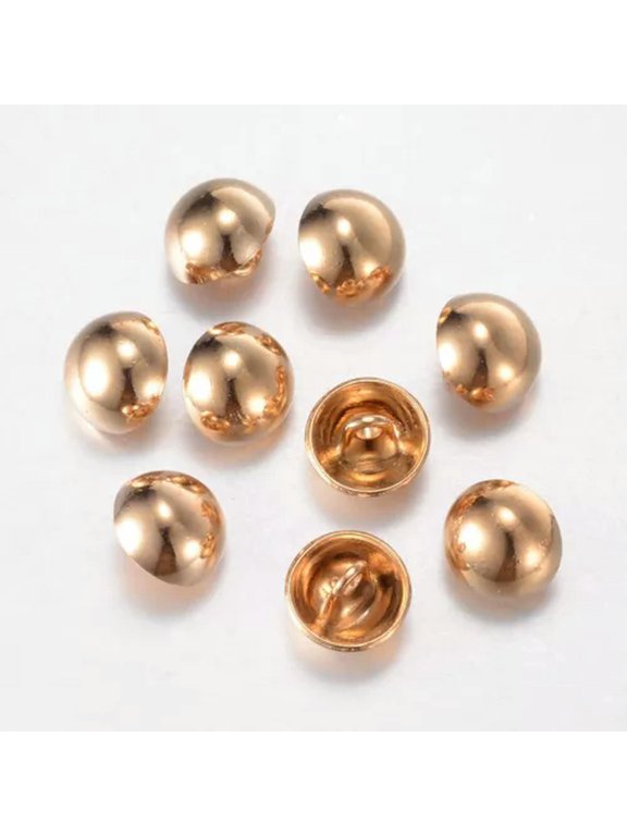 20X Alloy Shank Buttons 1-Hole Half Round Platinum Sport Woolen Coats Buttons-Light Gold