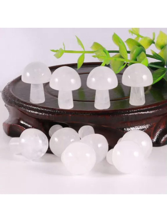 20pc Mini Natural Crystal Polished Mushroom Statue Stone Healing Decoration Gift-white quartz