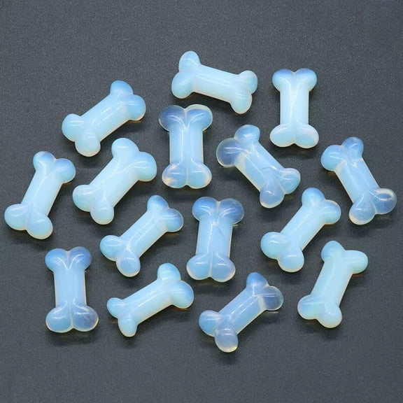 MATROOY 20pcs 1.4" Mini Dog Bone Opal Stone Statue Figurine Crystal Gemstone Ornament
