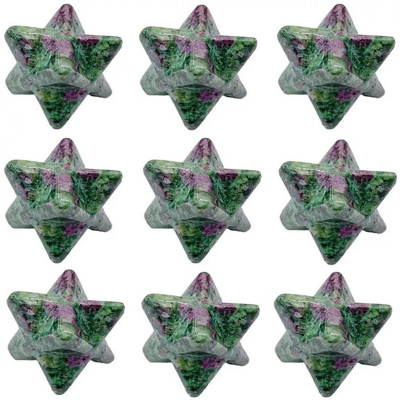 MATROOY 20pcs 25mm Natural Ruby In Fuchsit Stone Merkaba Star Healing Reiki Adventurine