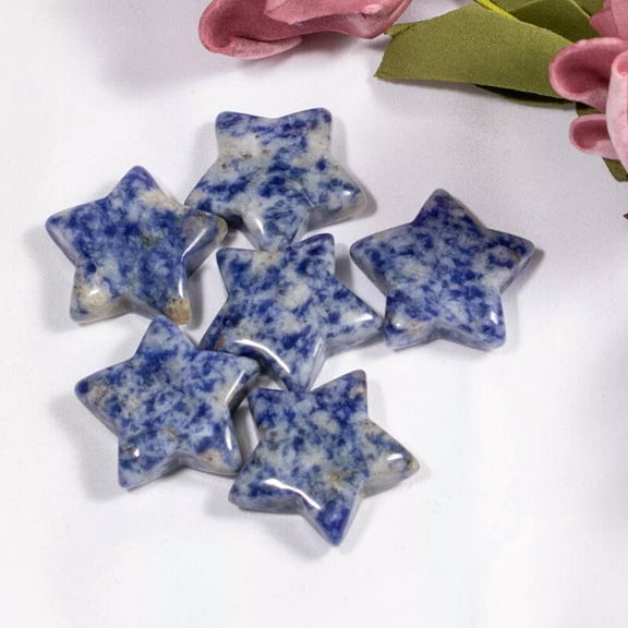 MATROOY 20pcs 30mm Natural Stone Reiki Healing Sodalite Stone Crystals Stars Gemstone