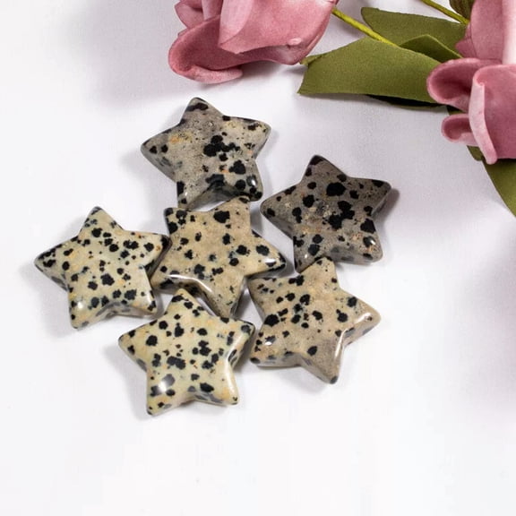MATROOY 20pcs 30mm Natural Stone Reiki Healing Spotted Stone Crystals Stars Gemstone