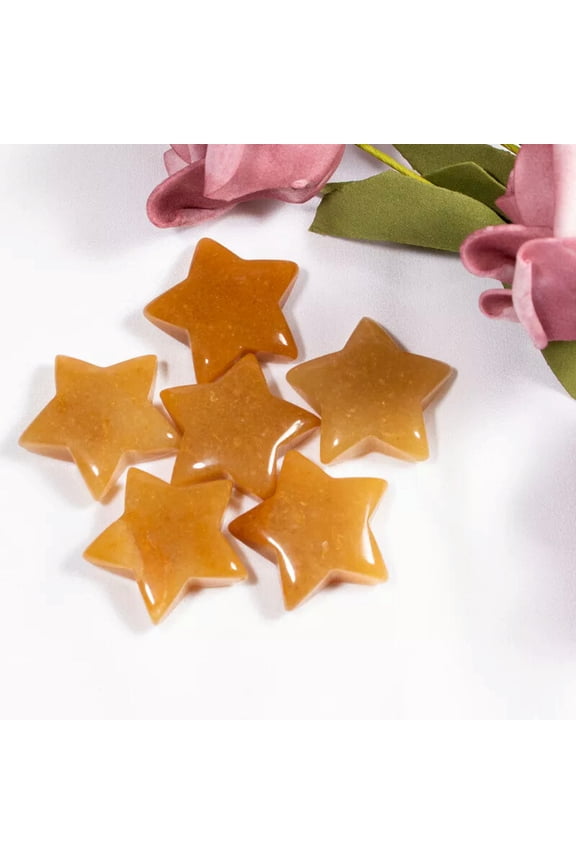 20pcs 30mm Natural Stone Reiki Healing Yellow Jade Crystals Stars Gemstone