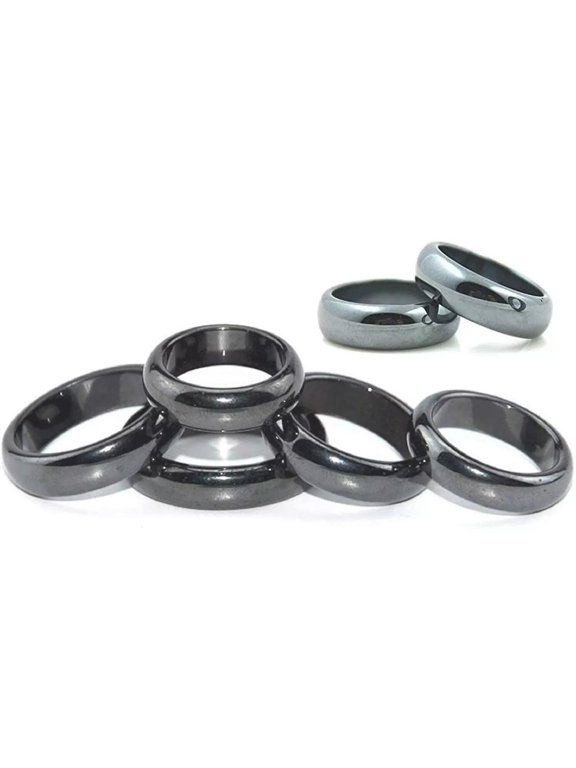 20pcs 6mm Natural Black Hematite Ring - Anxiety Balance Circulation