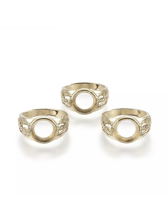 20pcs Adjustable Brass Finger Rings Claw Pad Ring Settings Size 8 Tray: 10mm