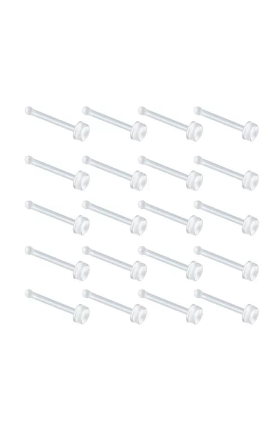 20pcs Bioflex Clear Acrylic Nose Rings Stud Nose Retainer Body Piercing Jewelry-B