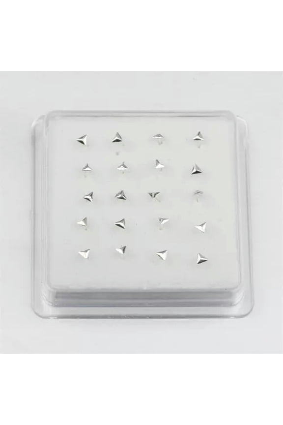 20pcs/Box 925 Silver Color Triangle Nose Studs Nose Ring Piercing Jewelry-Silver