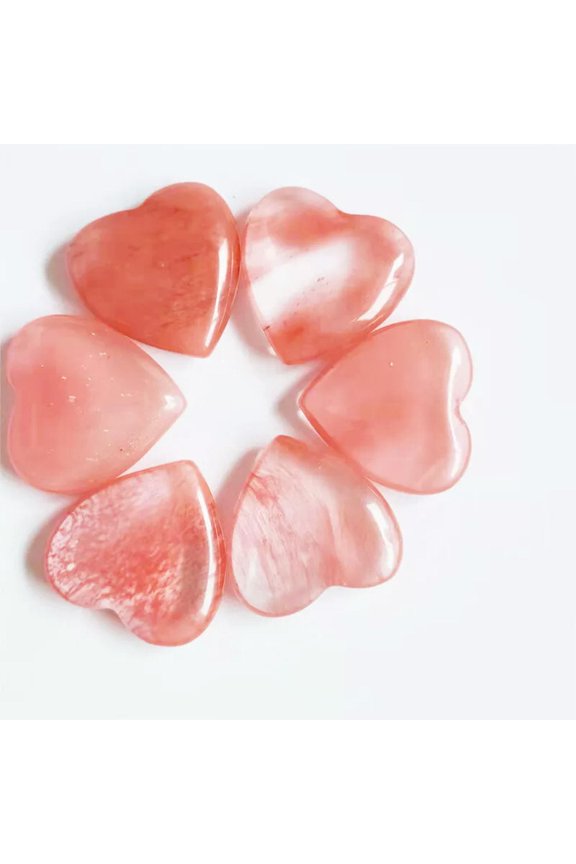 20pcs Cherry Quartz Stone Healing Crystal Heart Gemstone for Home Decor 30x8mm