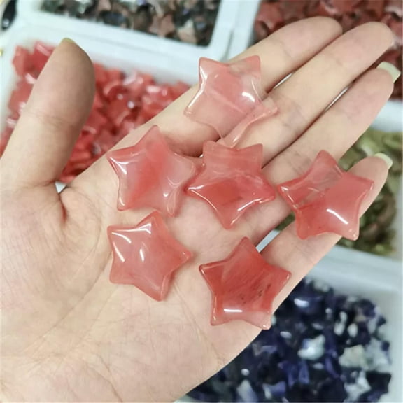 MATROOY 20pcs Cherry Quartz Stone Quartz Healing Star Gemstone for Home Decor 25x6mm