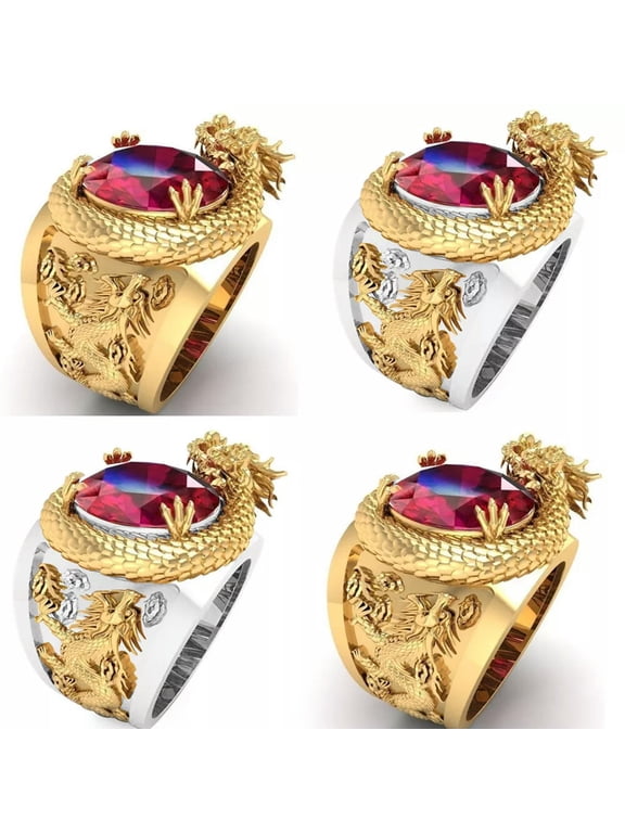 20pcs Fashion Alloy Dragon Rings Men Hip Hop Punk Jewelry Ring Gift Size 6-13