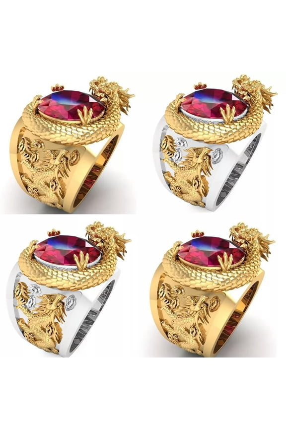 20pcs Fashion Alloy Dragon Rings Men Hip Hop Punk Jewelry Ring Gift Size 6-13