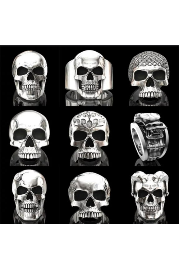 20pcs Gothic Mens Skull Bones Biker Ring Men Alloy Jewelry Size 6-13