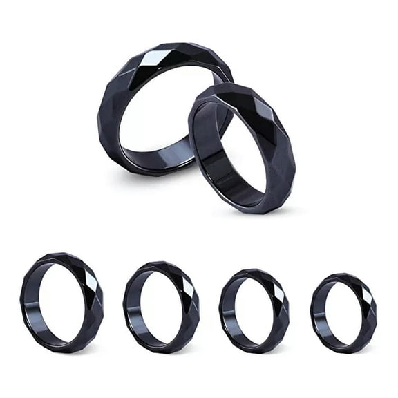 MATROOY 20pcs Hematite Ring - Diamond Cut Hematite Pain Relief 6mm Band Ring