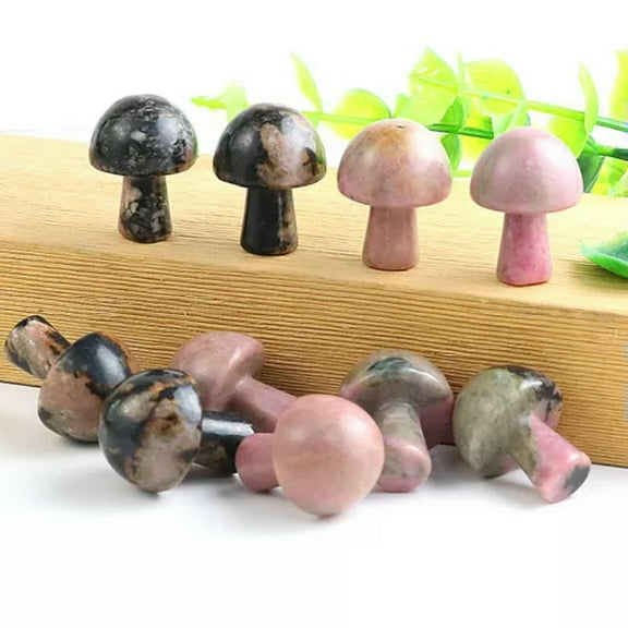 MATROOY 20pcs Mini Natural Rhodochrosite Stone Mushroom Hand Carved Crystal Healing