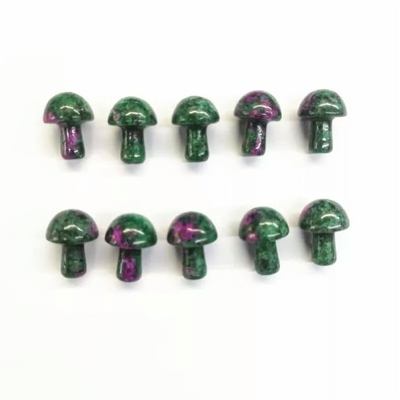 MATROOY 20pcs Mini Natural Ruby In Fuchsite Stone Mushroom Hand Carved Crystal Healing