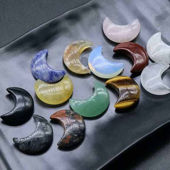 MATROOY 20pcs Mixed Natural Stone Gemstone Crescent Moon Shape DIY Jewelry Making Kit