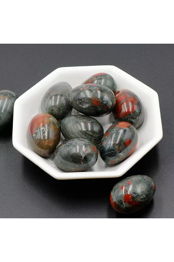 20pcs Natural African Blood Stone Egg Skull Carved Pendant Healing Gem Reiki