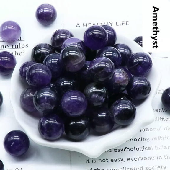 MATROOY 20pcs Natural Amethyst Stone Round Ball Crystal Sphere Rock 16mm Reiki Chakra