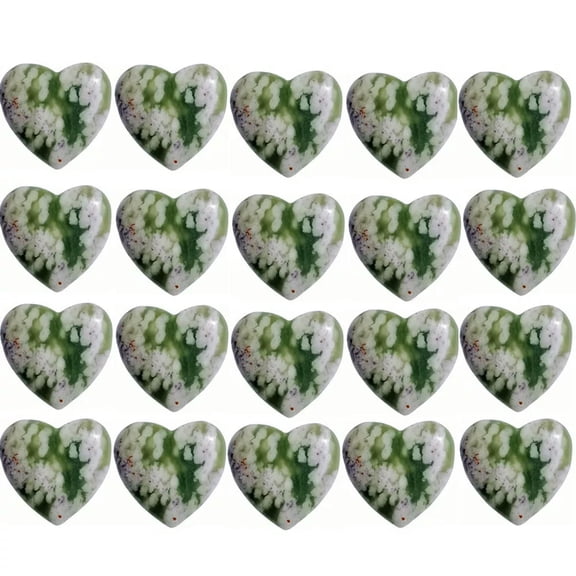 MATROOY 20pcs Natural Auspicious Jade Stone Healing Heart Gemstone for Home Decor 25x6mm