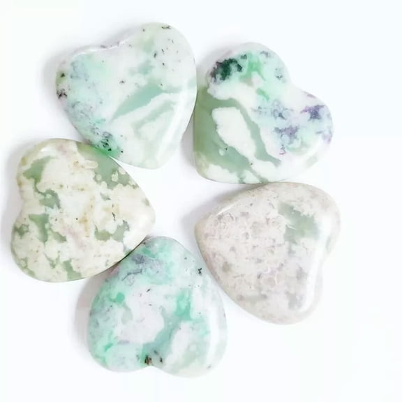 MATROOY 20pcs Natural Auspicious Jade Stone Healing Heart Gemstone for Home Decor 30x8mm