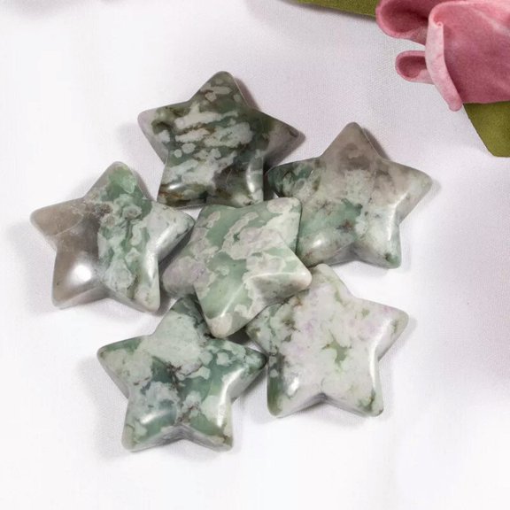 MATROOY 20pcs Natural Auspicious Jade Stone Healing Star Gemstone for Home Decor 25x6mm