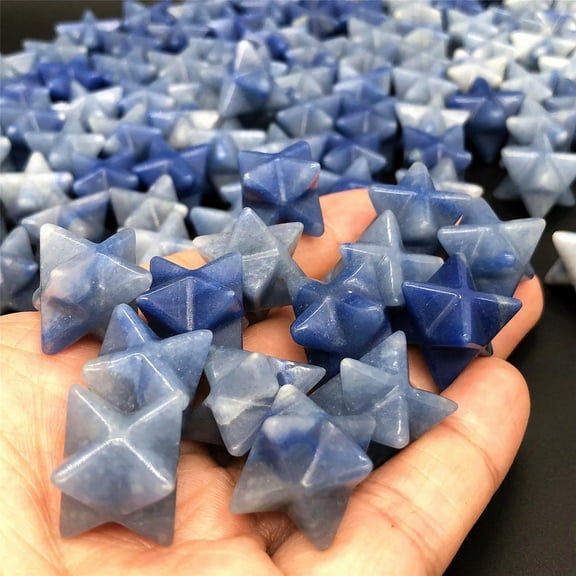 MATROOY 20pcs Natural Blue Aventurine Mer-Ka-Ba Pendulum Prism Magic Wand Reiki Healing