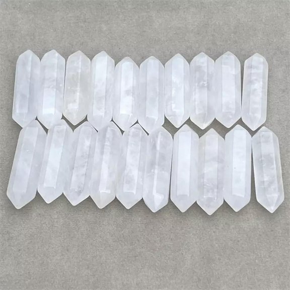 MATROOY 20pcs Natural Clear Quartz Obelisk Quartz Crystal Wand Double Point Healing