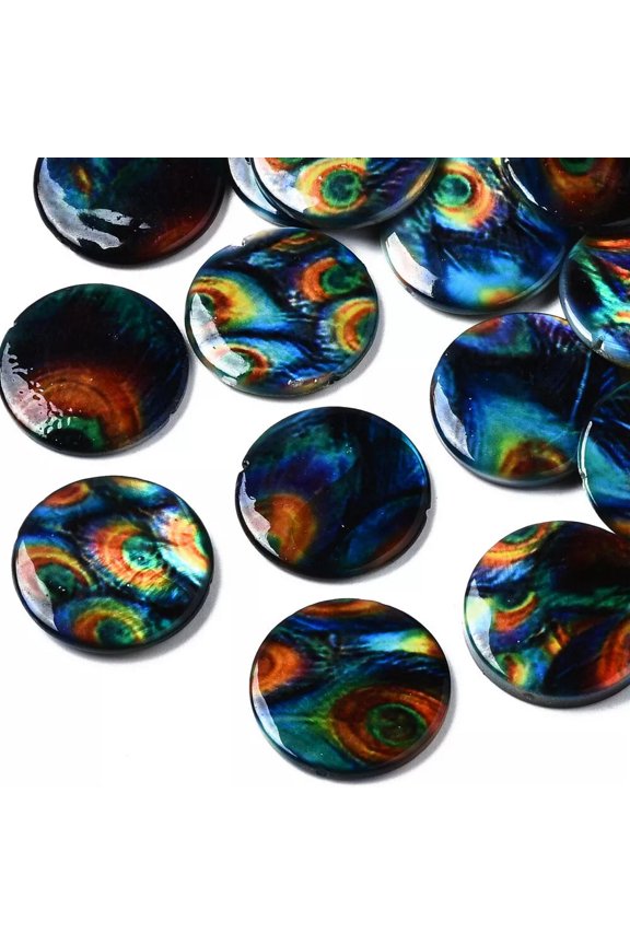 20pcs Natural Coin Flat Round Shell Beads Colorful 20mm Smooth Loose Charm