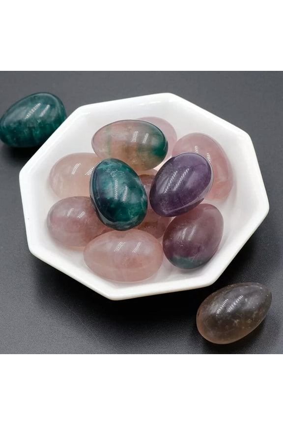 20pcs Natural Fluorite Stone Egg Crystal Skull Carved Pendant Healing Gem Reiki