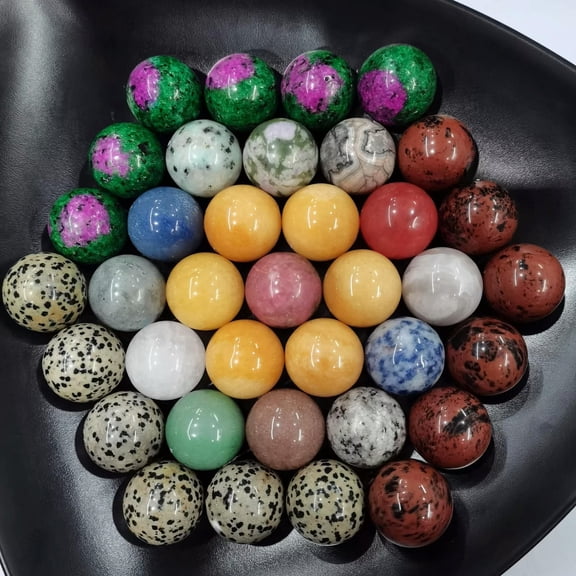 MATROOY 20pcs Natural Gemstones Harmony Round Ball Crystal Sphere Rock Stone 25mm Reiki