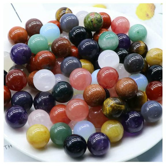 MATROOY 20pcs Natural Gemstones Round Ball Crystal Sphere Rock Stone 16mm Reiki Chakra