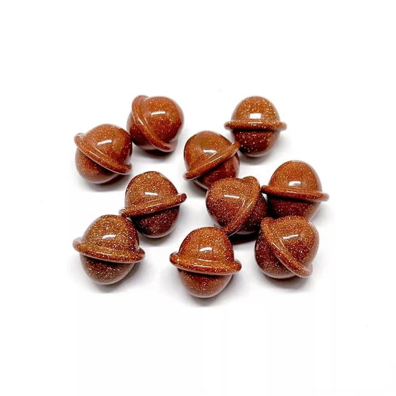 MATROOY 20pcs Natural Gold Sand Stone Healing Spacecraft Planet Gemstone Home Decor 20mm
