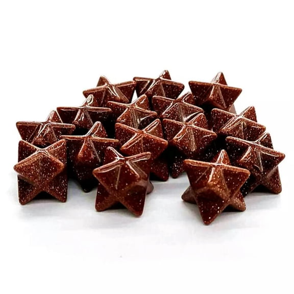 MATROOY 20pcs Natural Gold Sand Stone Merkaba Star Healing Reiki Adventurine Rare Decor