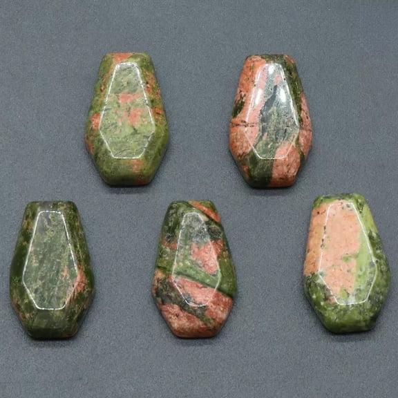 MATROOY 20pcs Natural Hand Carved Healing Crystal Unakite Stone Coffin Crafts Gift