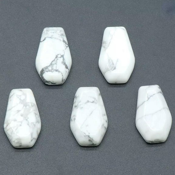 MATROOY 20pcs Natural Hand Carved Healing Crystal Whte Howlite Coffin Stone Crafts Gift