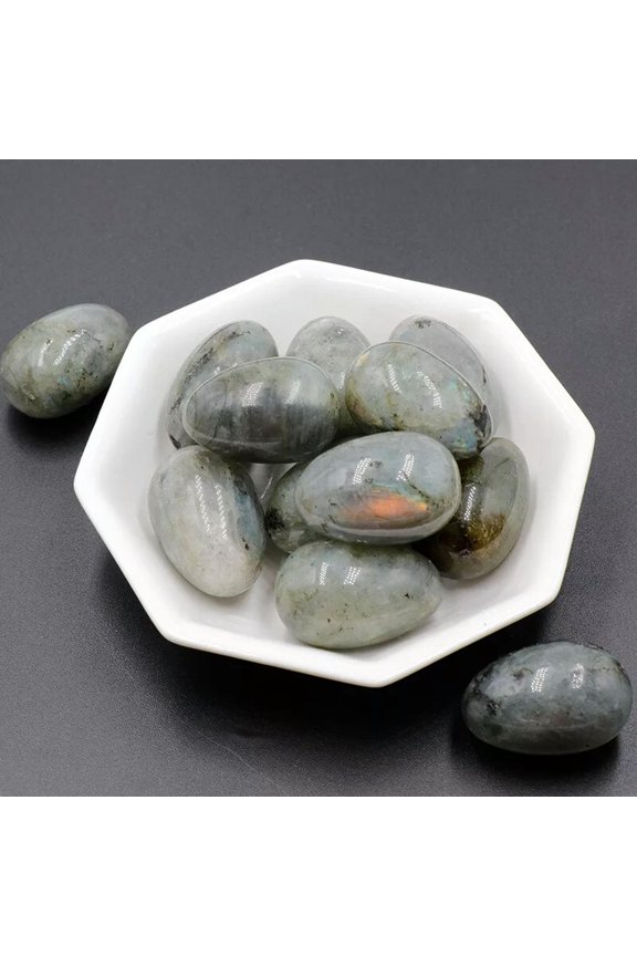 20pcs Natural Labradorite Stone Egg Skull Carved Pendant Healing Gem Reiki
