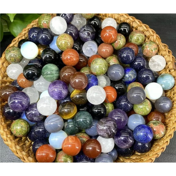 MATROOY 20pcs Natural Mixture Ball Quartz Crystal Sphere Healing Gem Gem Palm Stone 16mm