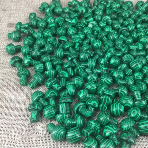 MATROOY 20pcs Natural Quartz Crystal Mushroom Carved Quartz Massage Reiki Healing-malachite-20PCs