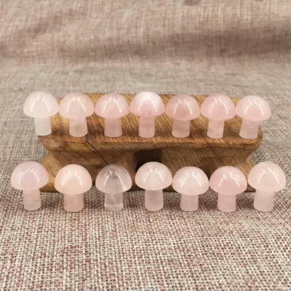 MATROOY 20pcs Natural Quartz Crystal Mushroom Carved Quartz Massage Reiki Healing-rose quartz-20PCs