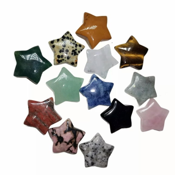 MATROOY 20pcs Natural Quartz Healing Crystal Star Gemstone for Home Decor 25x6mm
