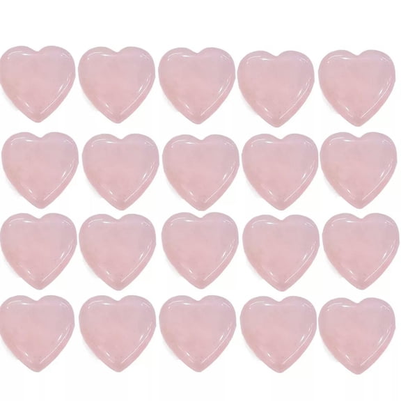 MATROOY 20pcs Natural Rose Quartz Stone Healing Heart Gemstone for Home Decor 25x6mm