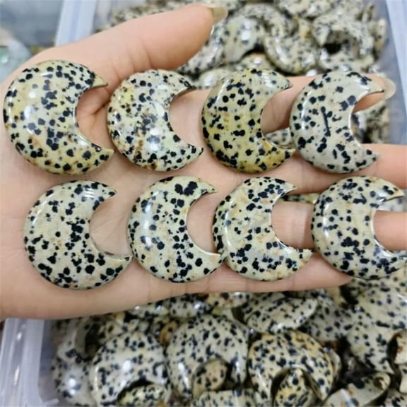 MATROOY 20pcs Natural Speckled Stone Stone Crescent Moon Shape DIY Jewelry Making Kit