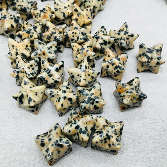 MATROOY 20pcs Natural Spotted Stone Mer-Ka-Ba Pendulum Prism Magic Wand Reiki Healing