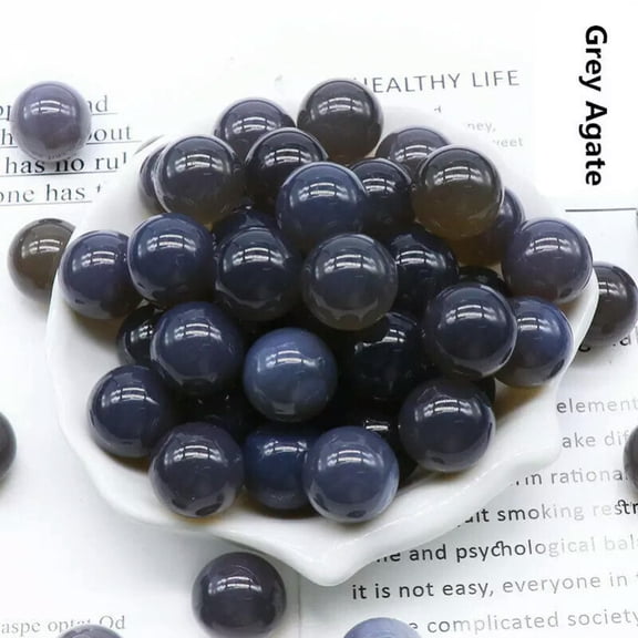 MATROOY 20pcs Natural Stone Gray Agate Round Ball Crystal Sphere Rock 16mm Reiki Chakra