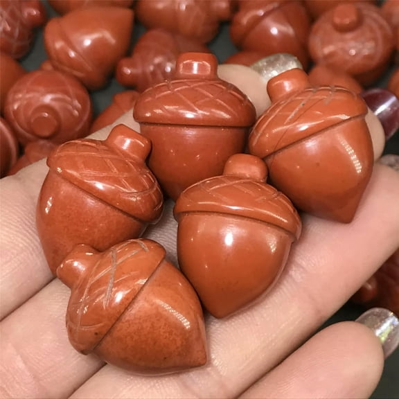 MATROOY 20pcs Natural Stone Pinecone Red Jasper Sculpture Reiki Treatment 25mm